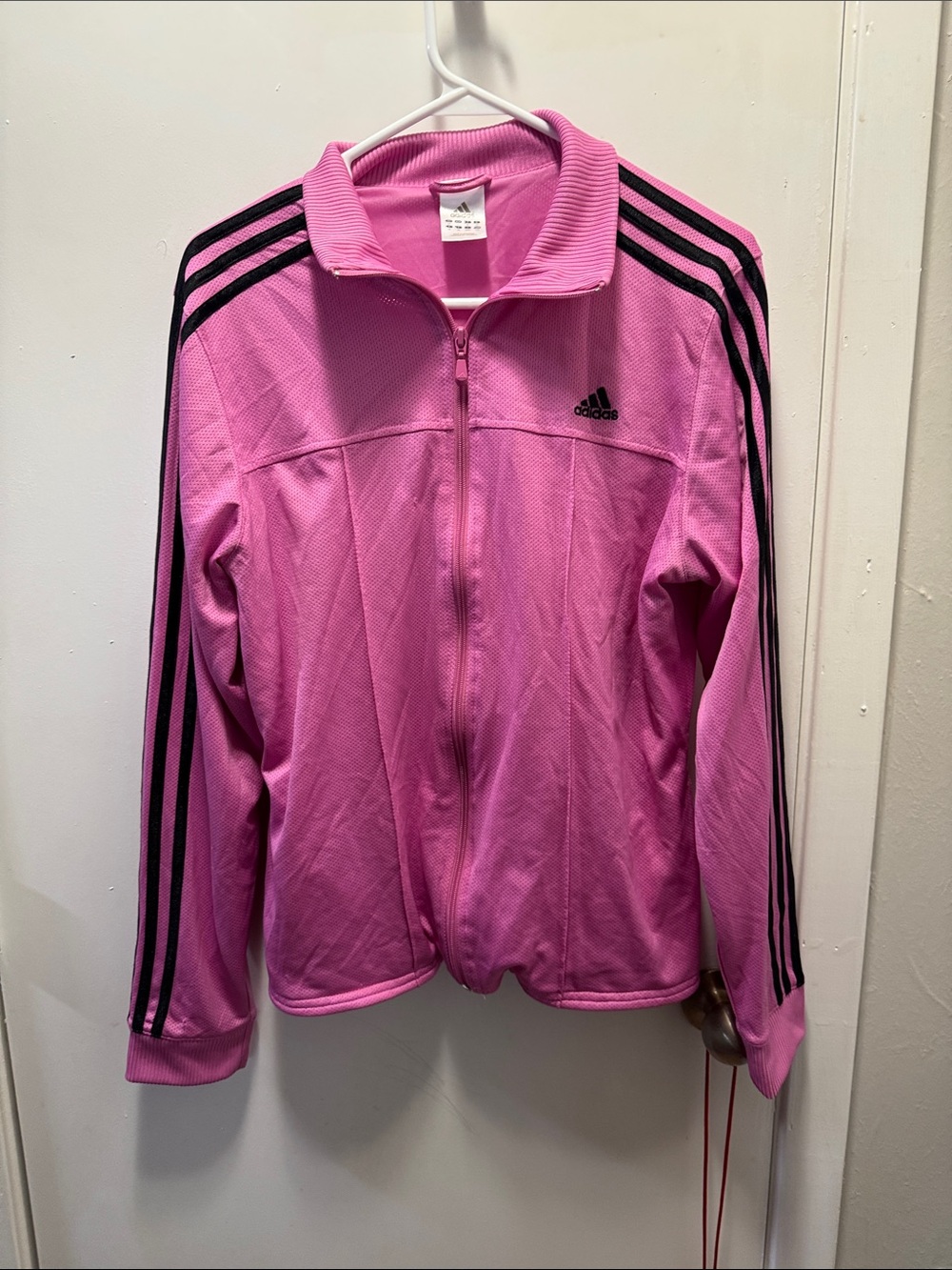 adidas Pink Full-Zip Bomber Jacket with Black Stripes(11)